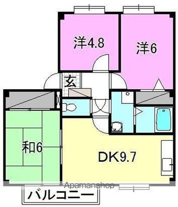 フォブール小栗[3DK/57.13m2]の間取図