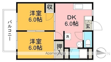 ハイツ欅[2DK/40.3m2]の間取図