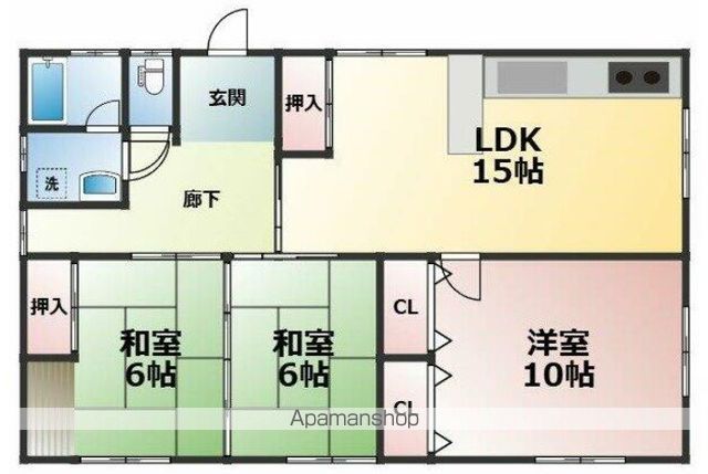 伊予鉄道横河原線 田窪駅 徒歩15分 1階建 築33年の間取り写真