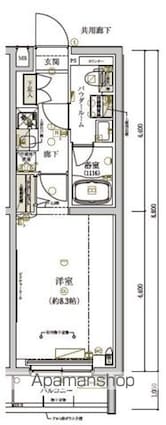 東京都練馬区中村南２丁目[1K/25.52m2]の間取図