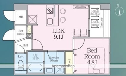 アーバン二長町[1LDK/34.78m2]の間取図