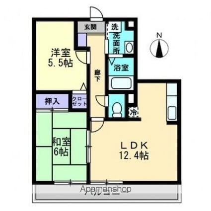 フォブールＫ＆Ｎ[2LDK/54.65m2]の間取図