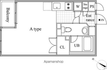 レジディア目黒Ⅱ[1R/25.23m2]の間取図