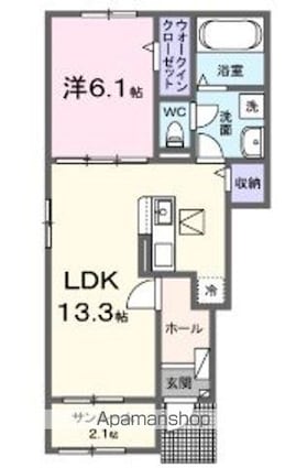 クレメント近江八幡　Ｂ[1LDK/50.01m2]の間取図