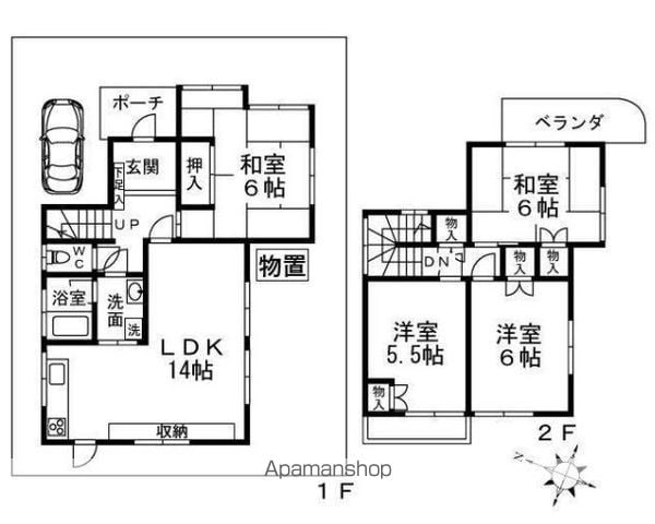高槻市 2階建 築40年の間取り写真