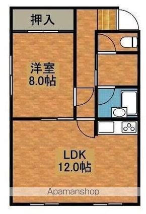 北海道江別市野幌町[1LDK/45m2]の間取図