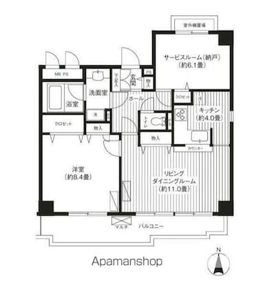 ガーデンコート下馬[1SLDK/66.63m2]の間取図