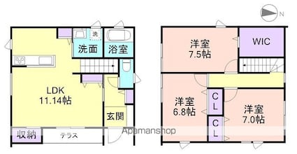 北出島テラスハウス（仮[3LDK/97.7m2]の間取図