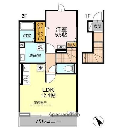 Ｄ－ｒｏｏｍ甲州街道[2LDK/48.65m2]の間取図