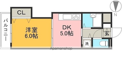 ルピナス大原町[1DK/29.7m2]の間取図
