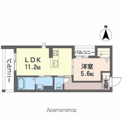ハルミエールⅡ[1LDK/43.27m2]の間取図