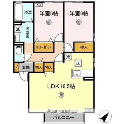 ローズガーデン・レジス　ＡＢＣＤ[2LDK/68.75m2]の間取図