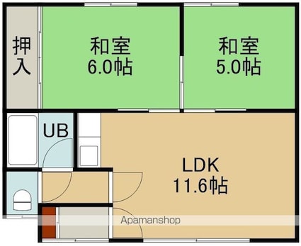 加我アパートＢ[2LDK/47.3m2]の間取図