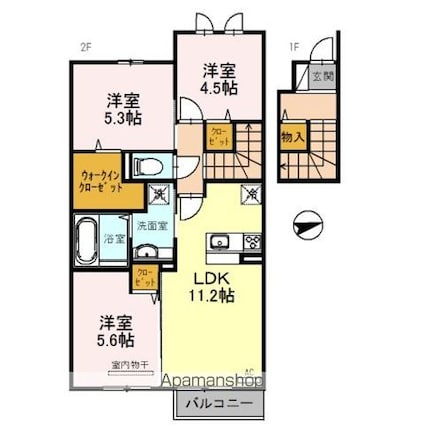 コットンハウスⅢ[3LDK/68.32m2]の間取図