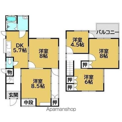 日野別所貸家[5DK/91.91m2]の間取図