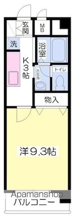 フォルテ竹原[1K/28.87m2]の間取図