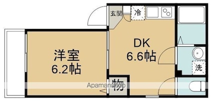 埼玉県川越市南大塚４丁目[1DK/26.48m2]の間取図