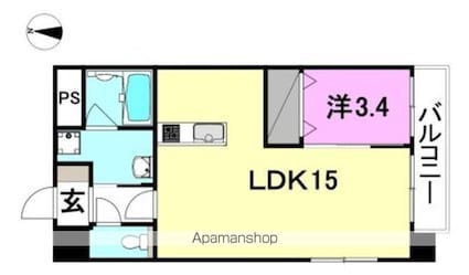 メゾンドール平和通[1LDK/44.55m2]の間取図