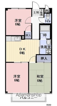 プチシャンブルいずみⅠ[3DK/54.66m2]の間取図