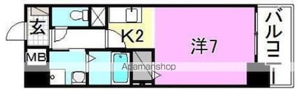 愛媛県松山市緑町１丁目[1K/24.36m2]の間取図