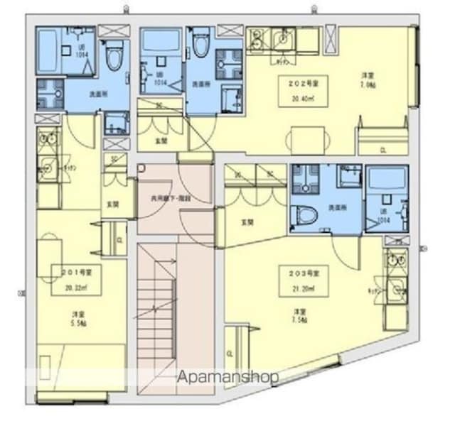 東京都世田谷区宮坂１丁目[1K/20.32m2]の間取図