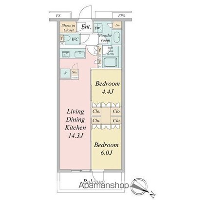 ブランシエスタ目黒中央町[2LDK/52.72m2]の間取図
