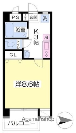 アストレア天山[1K/25.92m2]の間取図