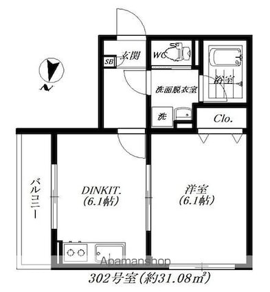 Ｒａｓｓｕｒｅｒ　Ｆ[1DK/31.08m2]の間取図