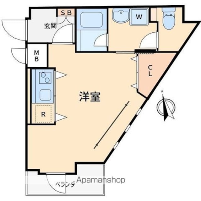 東京都世田谷区船橋６丁目[1R/25.07m2]の間取図