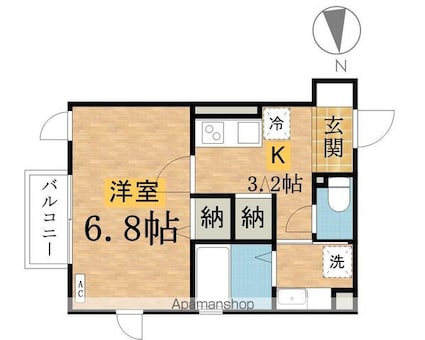 ラ・セーヌ[1K/26.95m2]の間取図