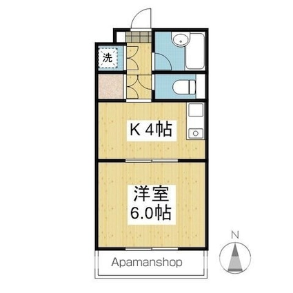 パステルハイツ[1K/26.22m2]の間取図