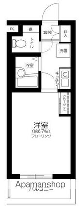 東京都中野区中央１丁目[1K/21.24m2]の間取図