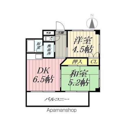 埼玉県吉川市平沼１丁目[2DK/46m2]の間取図