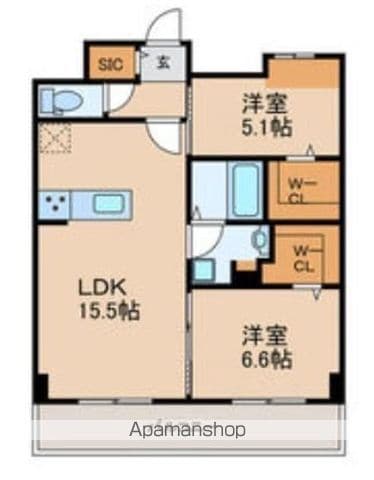 【福岡市博多区美野島のマンションの間取り】