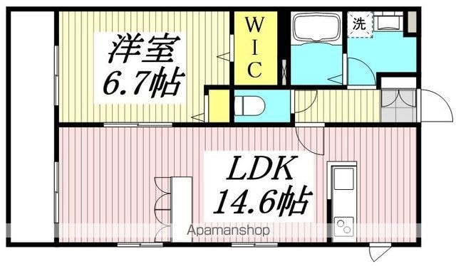 東京都東大和市芋窪６丁目[1LDK/50.35m2]の間取図