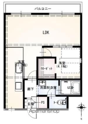 シティハイツ城北（３０２号）[1LDK/46.14m2]の間取図