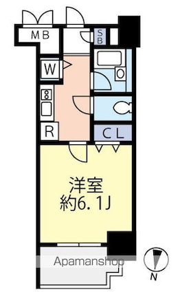グランヴァン両国Ⅱ[1K/21m2]の間取図