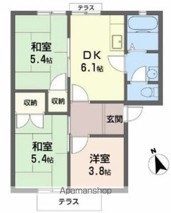 ディアスくすみⅢ[3DK/46.8m2]の間取図