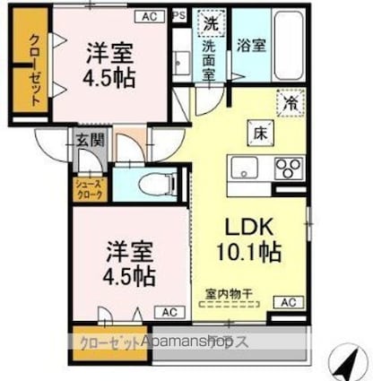 Ｄ－ＲＯＯＭ平山５丁目[2LDK/45.95m2]の間取図