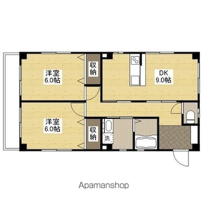 Ｍコート[2DK/54.65m2]の間取図