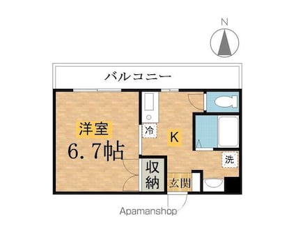 トレセリア暁町[1K/24.57m2]の間取図