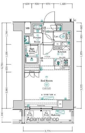 アンベリール王子Ⅱ[1R/25.59m2]の間取図