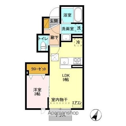 シティパル流星台[1LDK/30.38m2]の間取図