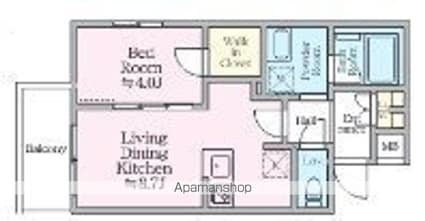 アイルグランデ赤羽[1LDK/34.2m2]の間取図