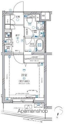 東京都中野区江原町１丁目[1K/25.66m2]の間取図
