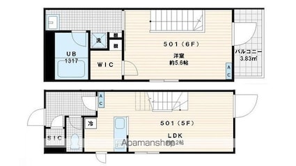 Ｆｕｌｌｅａ代々木[1LDK/48.55m2]の間取図
