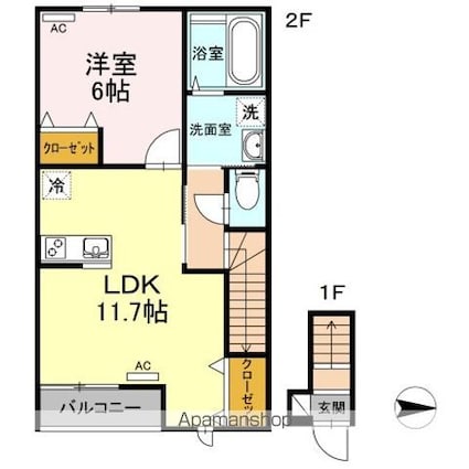 ＲＡＮＵＮＣＵＬＵＳ（ラナンキュラス）　Ａ棟[1LDK/45.59m2]の間取図