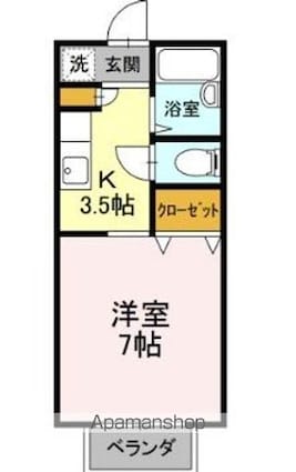 パセオ西府壱番館[1K/23.18m2]の間取図