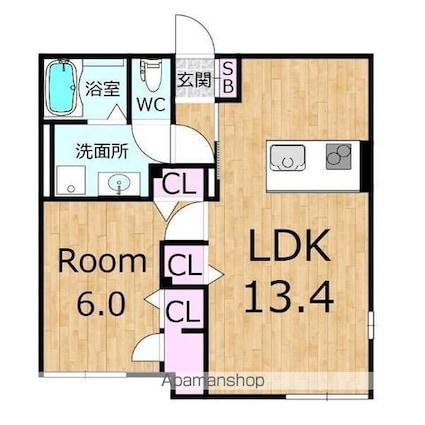 ベルリード平田町[1LDK/48.18m2]の間取図