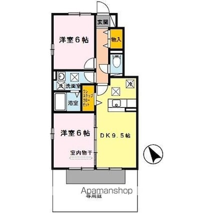 フェリッス関戸[2DK/51.1m2]の間取図